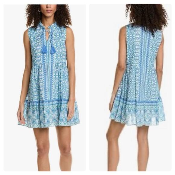 Oliphant Roll Sleeve Dress Stone Gray Stripe Print Size Large - Picture 2 of 16